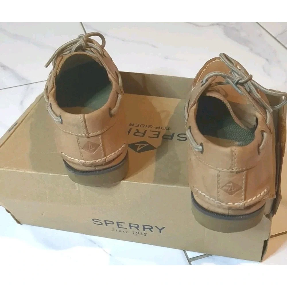 Pre-own‎ SPERRY Top Sider Tan LEATHER Boat Shoe (No Box) Size 9.5M, Men
